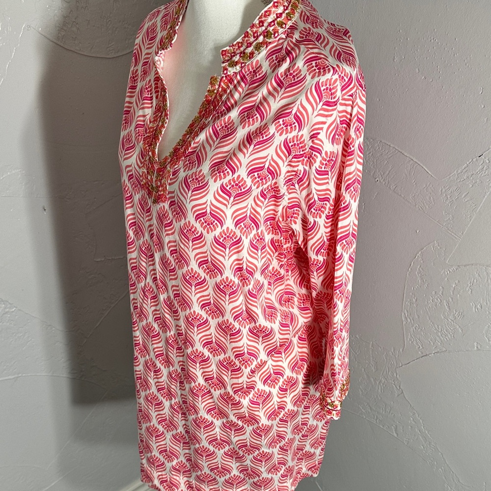 Foxcroft Pink and White Patterned Blouse - Picture 4 of 14